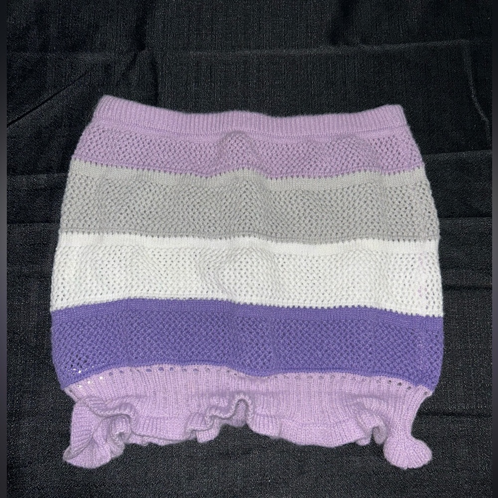 SHEIN Striped Knitted Skirt in Lavender, Gray, and White